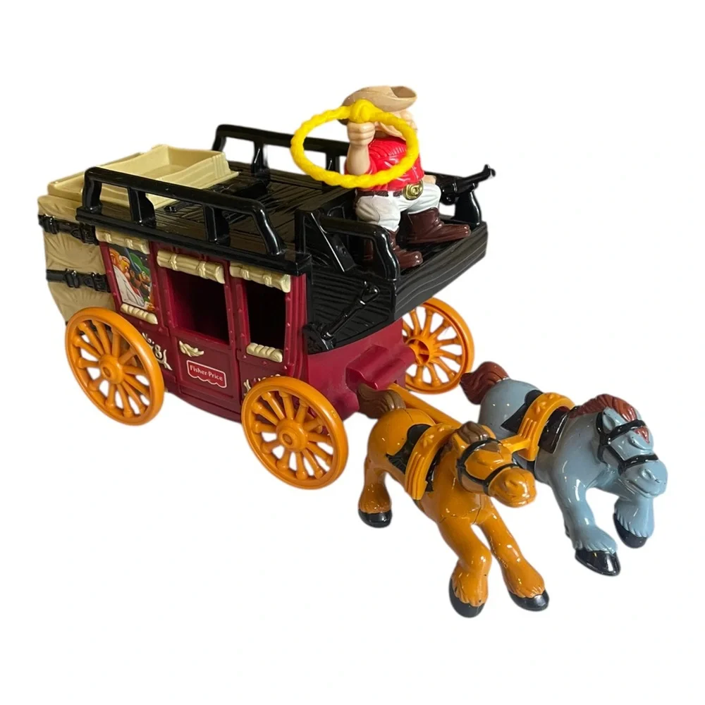 VTG Fisher Price Great Adventures Wild Western Town Cannonball Coach & Figures